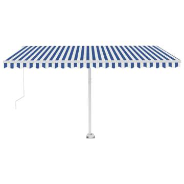 Freestanding Manual Retractable Awning 400x300 cm - Blue/White