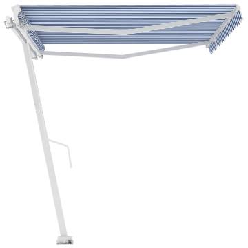 Freestanding Manual Retractable Awning 400x300 cm - Blue/White