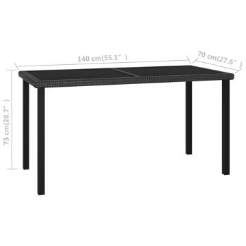 Garden Dining Table Black 140x70 cm | Stylish Outdoor Furniture