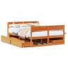 King Size Solid Wood Bed Frame - Wax Brown 150x200 cm