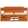 King Size Solid Wood Bed Frame - Wax Brown 150x200 cm