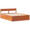 King Size Solid Wood Bed Frame - Wax Brown 150x200 cm