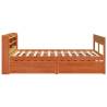 King Size Solid Wood Bed Frame - Wax Brown 150x200 cm