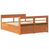 King Size Solid Wood Bed Frame - Wax Brown 150x200 cm