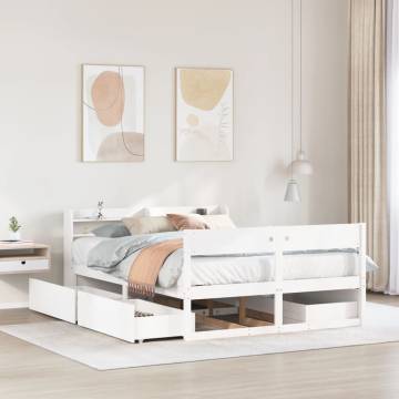 Bed Frame without Mattress White 140x200 cm Solid Wood Pine