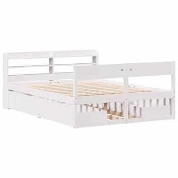 Bed Frame without Mattress White 140x200 cm Solid Wood Pine