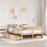  Bed Frame without Mattress 135x190 cm Double Solid Wood Pine Colour natural Size 135 x 190 cm 