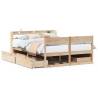 Solid Pine Bed Frame 135x190 cm Double - Storage Drawers