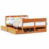 Solid Wood Bed Frame in Wax Brown - 120x190 cm Small Double