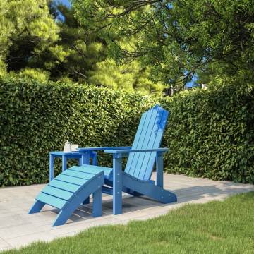 Aqua Blue Garden Adirondack Chair & Footstool | HDPE Outdoor Comfort