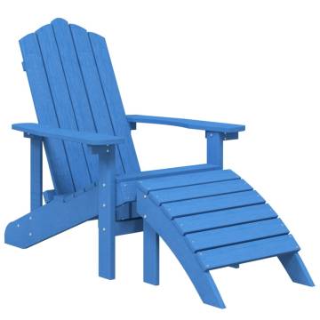 Aqua Blue Garden Adirondack Chair & Footstool | HDPE Outdoor Comfort