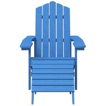 Aqua Blue Garden Adirondack Chair & Footstool | HDPE Outdoor Comfort