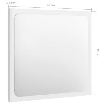 High Gloss White Bathroom Mirror | Stylish & Durable (40x1.5x37cm)