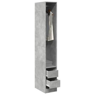 Concrete Grey Wardrobe - Stylish Engineered Wood Storage