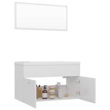 High Gloss White Bathroom Furniture Set - Stylish & Convenient