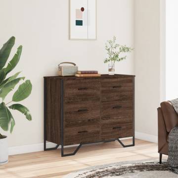 Elegant Brown Oak Chest of Drawers - 91x35.5x74.5 cm