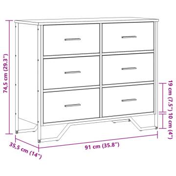 Elegant Brown Oak Chest of Drawers - 91x35.5x74.5 cm