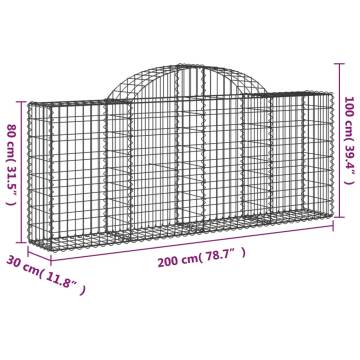 Arched Gabion Baskets - 20 pcs Galvanised Iron | HipoMarket