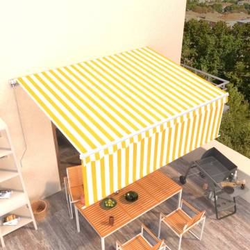 Manual Retractable Awning 4x3m Yellow&White | HipoMarket