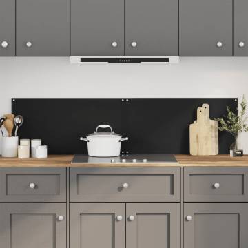 Black Tempered Glass Kitchen Backsplashes - 2 pcs 80x60 cm