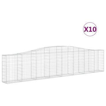 Arched Gabion Baskets - 10 pcs | Galvanised Iron Garden Barriers