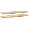 Floating Shelves 2 pcs - Untreated Solid Acacia Wood | HiPoMarket