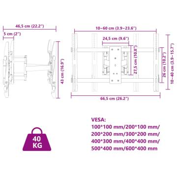 TV Wall Mount for 37-80" Screen - Max VESA 600x400 mm