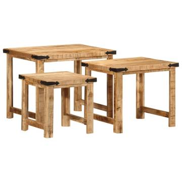 Nesting Side Tables Set of 3 - Solid Mango Wood | HipoMarket