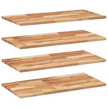 Floating Acacia Wood Shelves - 4 pcs | Stylish Storage Solutions