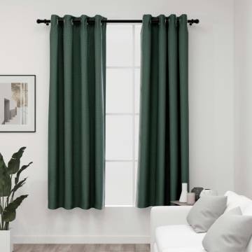 Linen-Look Blackout Curtains Green 140x175cm - 2pcs