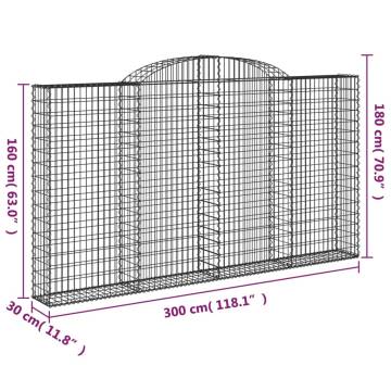 Arched Gabion Baskets - 17 pcs Galvanised Iron | HipoMarket