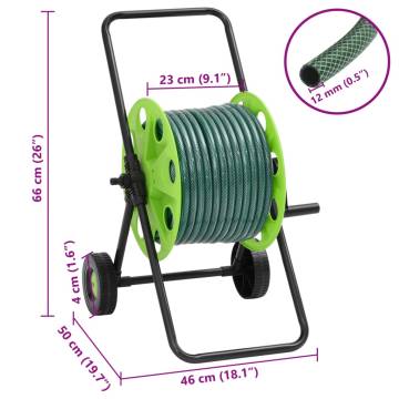 Green Hose Reel Cart with 30m PVC Hose Fitting Set