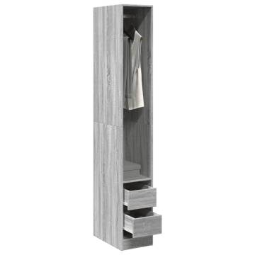 Grey Sonoma Wardrobe - Stylish Engineered Wood Storage Solution