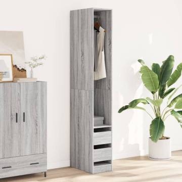 Grey Sonoma Wardrobe - Stylish Engineered Wood Storage Solution