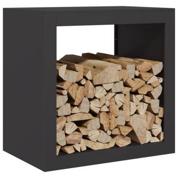 Durable Black Firewood Rack - 60x40x60 cm Steel Storage