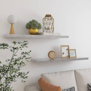 Concrete Grey Floating Wall Shelves – 2 pcs, 90x23.5 cm