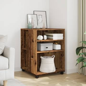 Stylish Side Table with Wheels - Old Wood 55x60x78 cm