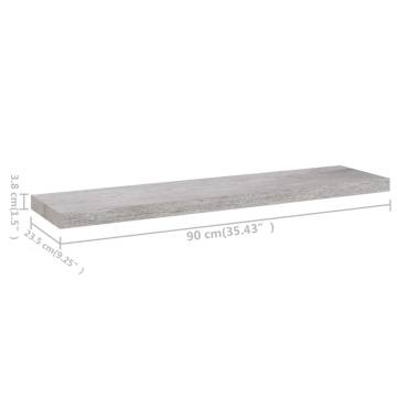 Concrete Grey Floating Wall Shelves – 2 pcs, 90x23.5 cm