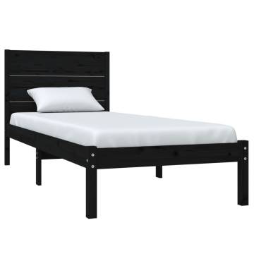 Black Solid Wood Bed Frame 90x190 cm - Comfort & Style