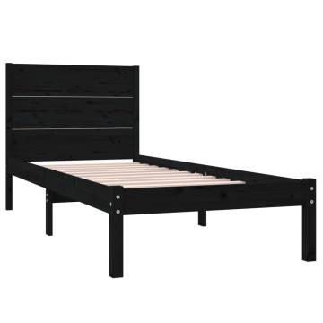 Black Solid Wood Bed Frame 90x190 cm - Comfort & Style