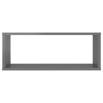 Wall Cube Shelf Set - High Gloss Grey 6 pcs | Hipomarket UK