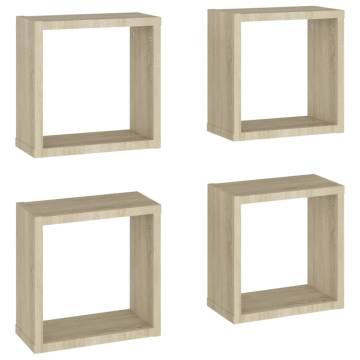 Wall Cube Shelves 4 pcs - Sonoma Oak | Modern Storage Solutions