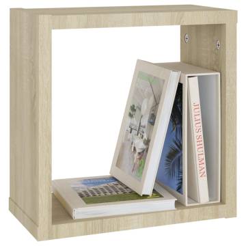 Wall Cube Shelves 4 pcs - Sonoma Oak | Modern Storage Solutions