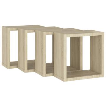 Wall Cube Shelves 4 pcs - Sonoma Oak | Modern Storage Solutions