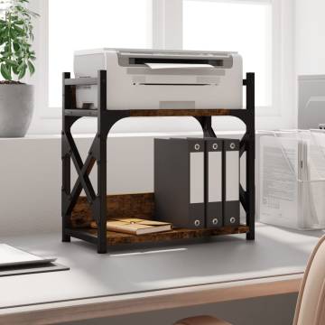 2-Tier Smoked Oak Printer Stand | Organize Your Workspace