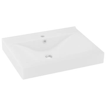 Luxury Matt White Basin with Faucet Hole | 60x46 cm Ceramic