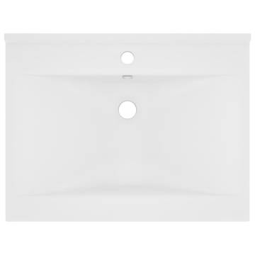 Luxury Matt White Basin with Faucet Hole | 60x46 cm Ceramic