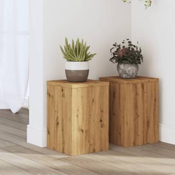 Artisian Oak Plant Stands - 2 pcs | Durable Engineered Wood