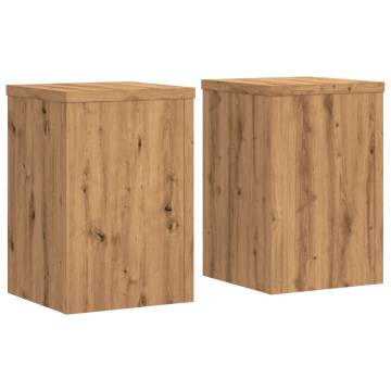 Artisian Oak Plant Stands - 2 pcs | Durable Engineered Wood