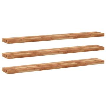 3 pcs Floating Shelves - Solid Acacia Wood | HipoMarket UK